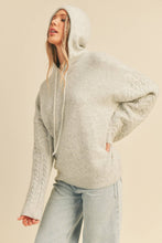 Load image into Gallery viewer, Cable Knit Sleeve Hoodie - Grey
