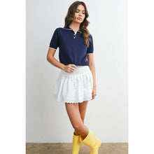 Load image into Gallery viewer, BUTTERMELON - Scalloped Trim Knit Polo Top - BMW8391