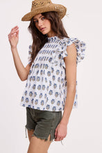 Load image into Gallery viewer, Floral Cluster Ruffle Blouse - White