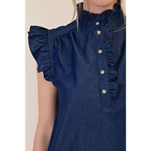 Load image into Gallery viewer, STYLE USA - Sleeveless Ruffle Top: SKY / M