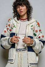 Load image into Gallery viewer, Striped Pattern 3D Embroidered Hoodie Zip Up Sweater Top