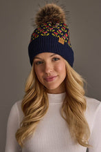 Load image into Gallery viewer, Panache Apparel Co. - Navy Small Floral Pattern Knit Pom Hat