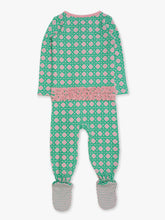 Load image into Gallery viewer, Baby Girls Cotton Modal Pink Coastal Cane Footed Ruffle One Piece Pajama