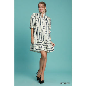 STYLE USA - Ribbon Scalloped Mini Dress