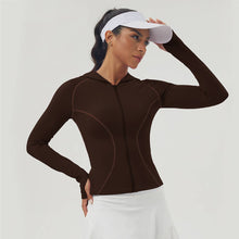 Load image into Gallery viewer, Sodalemon - Women Fall Winter Thumb Hole Hooded Zip-Up Sport Jacket