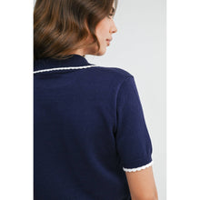 Load image into Gallery viewer, BUTTERMELON - Scalloped Trim Knit Polo Top - BMW8391