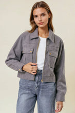 Load image into Gallery viewer, COLLARED NECK LONG SLEEVE FRONT METAL ZIP JACKET - 10611J