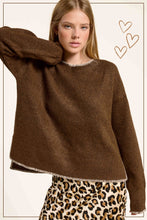 Load image into Gallery viewer, La Miel - JDS3607-Crew Mock Neck Sweater ContrastStitch Halloween Fall