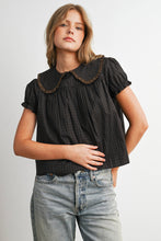 Load image into Gallery viewer, Plaid Peter Pan Collar Puff Sleeve Blouse-BMT8693