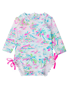 Baby Girls Tropical Resort Long Sleeve One Piece Rash Guard