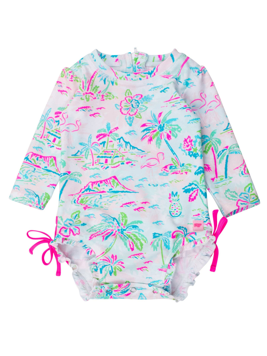Baby Girls Tropical Resort Long Sleeve One Piece Rash Guard