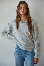 Load image into Gallery viewer, Knit Sweater With Contrast Stitches Detail - Rose