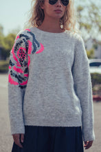 Load image into Gallery viewer, Sequin Floral Fuzzy Knit Sweater