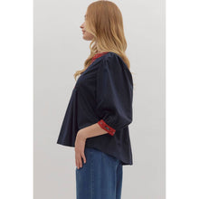 Load image into Gallery viewer, Solid Top with Tartan Trim