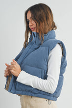 Load image into Gallery viewer, Fall Adoreme Corduroy Puffer Vest - Denim Blue