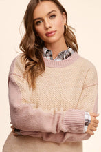 Load image into Gallery viewer, La Miel - MCS3556-Loose Fit Color Block Round Neck Sweater Fall