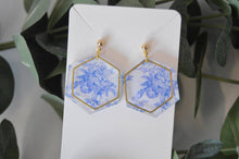 Load image into Gallery viewer, The Adorned Fox - Blue Chinoiserie Earrings, Drop Earrings, Dangle Earrings, S