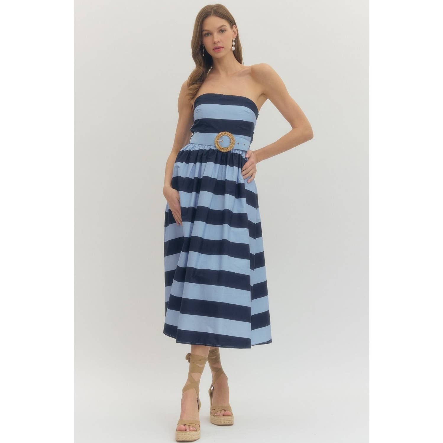 Striped strapless midi dress – Lakeside Sundry Striped strapless midi dress – Lakeside Sundry