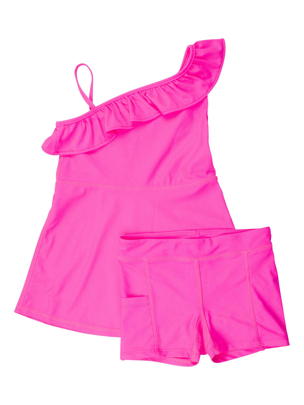 Girls Neon Magenta Active Tennis Dress & Bike Short Set