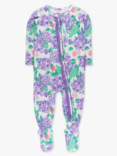 Load image into Gallery viewer, Baby Girls Bamboo Viscose Purple Hydrangea Garden Footed Ruffle One Piece Pajama