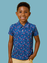 Load image into Gallery viewer, Boys Red White &amp; Boom Fireworks Knit Short Sleeve Performance Polo