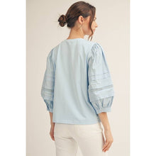 Load image into Gallery viewer, Solid Top with Lace Sleeves - Blue