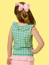 Load image into Gallery viewer, Girls Pink Coastal Cane Active Ruffle Tank Top
