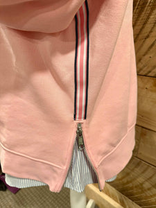 Pearly Vine - Danny Sweatshirt - Pink w Pink, White & Navy Stripe Ribbon