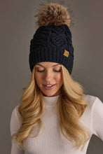Load image into Gallery viewer, Panache Apparel Co. - Navy Cable Knit Pom Hat
