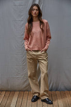 Load image into Gallery viewer, Knit Sweater With Contrast Stitches Detail - Rose