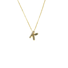 Load image into Gallery viewer, Savvy Bling - Initial Balloon Bubble Gold Necklace: W / GOLD SMOOTH