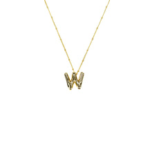Load image into Gallery viewer, Savvy Bling - Initial Balloon Bubble Gold Necklace: W / GOLD SMOOTH