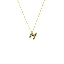 Load image into Gallery viewer, Savvy Bling - Initial Balloon Bubble Gold Necklace: W / GOLD SMOOTH