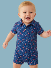 Load image into Gallery viewer, Baby Boys Red White &amp; Boom Fireworks Performance Polo Romper