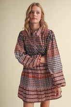 Load image into Gallery viewer, Print Button Down Mini Dress - Pink/Rust