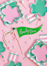 Load image into Gallery viewer, My Mind’s Eye - SPD1236 - Pink and Green Stripes and Ric Rac Cocktail Napkin