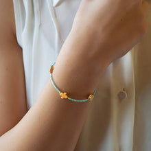 Load image into Gallery viewer, Lenny &amp; Eva - Faithful Beaded Cross Bangle w/ Matte Gold Crosses-Turquoise