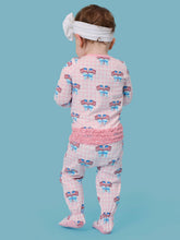 Load image into Gallery viewer, Baby Girls Cotton Modal Pink Patriotic Gingham Footed Ruffle One Piece Pajama