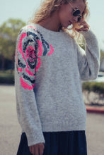 Load image into Gallery viewer, Sequin Floral Fuzzy Knit Sweater