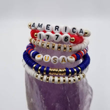 Load image into Gallery viewer, magnolia jewelry - USA 1776 AMERICA Patriotic Heishi Bracelet