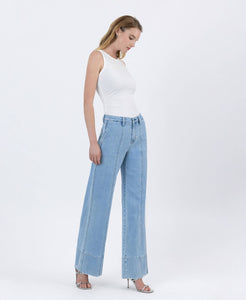 FLYING MONKEY - HIGH RISE SIDE POCKET TROUSER WIDE JEANS F5964