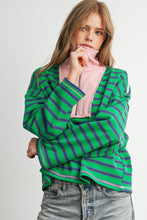 Load image into Gallery viewer, Striped Half Zip Contrast Collar Sweatshirt