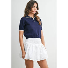 Load image into Gallery viewer, BUTTERMELON - Scalloped Trim Knit Polo Top - BMW8391
