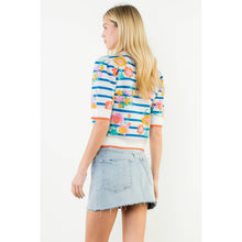 Load image into Gallery viewer, Short Sleeve Floral Knit Top