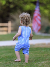 Load image into Gallery viewer, 4th of july Flag Embroidery Smocking Boys Romper