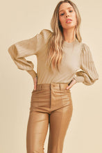 Load image into Gallery viewer, Stripe Texture Puff Sleeve Sweater - Red