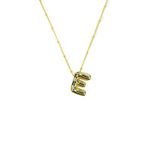 Load image into Gallery viewer, Savvy Bling - Initial Balloon Bubble Gold Necklace: W / GOLD SMOOTH