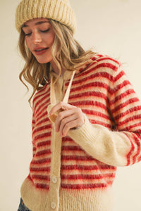 &MERCI - STRIPED HOODIE SWEATER CARDIGAN MSW11063