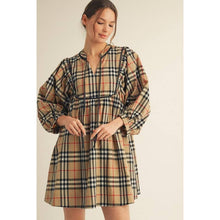 Load image into Gallery viewer, Plaid Dress with Leather Trim