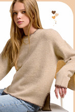 Load image into Gallery viewer, La Miel - JDS3607-Crew Mock Neck Sweater ContrastStitch Halloween Fall